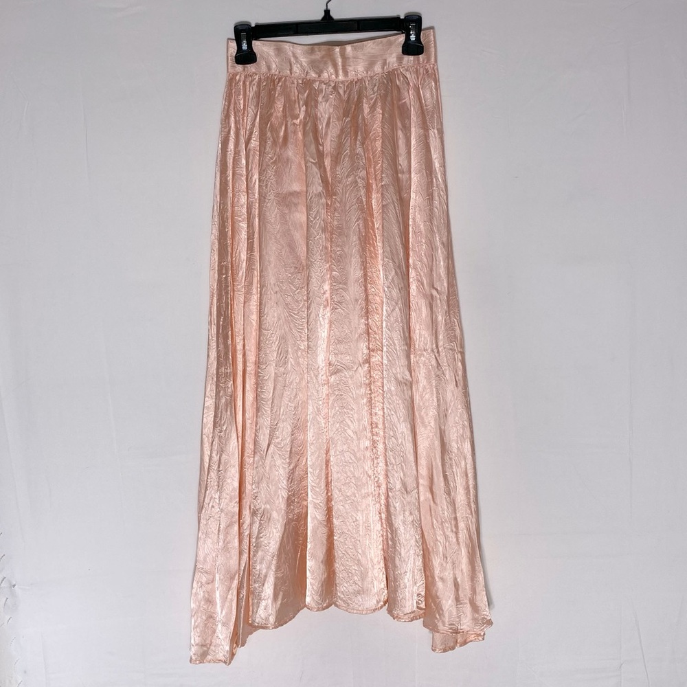 Vintage Smart Set Peach Crinkly Satiny Maxi Skirt S Balletcore Festival Coquette